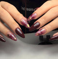 Smoky Cherry Mocha Marble | Handmade Press on Nails