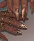 Champagne Cateye + 3D Chrome | Handmade Press on Nails