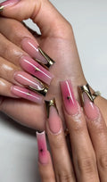 Pink Aura + Gold Chrome | Handmade Press on Nails