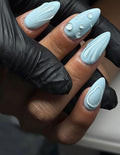 3D Sky Blue Handmade Press on Nails