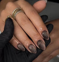 Mocha Ribbed Glass Catye Handmade Press on Nails