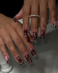 Brown Croc + Abstract  | Handmade Press on Nails