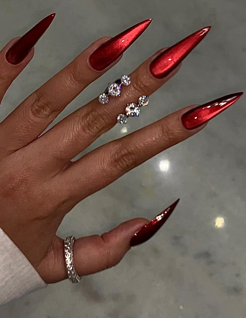 Flaming Velvet Cateye | Handmade Press on Nails