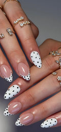 Black & White Polka Dot French Tips | Handmade Press on Nails