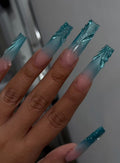 Ocean Crystal Cateye + 3D | Handmade Press on Nails