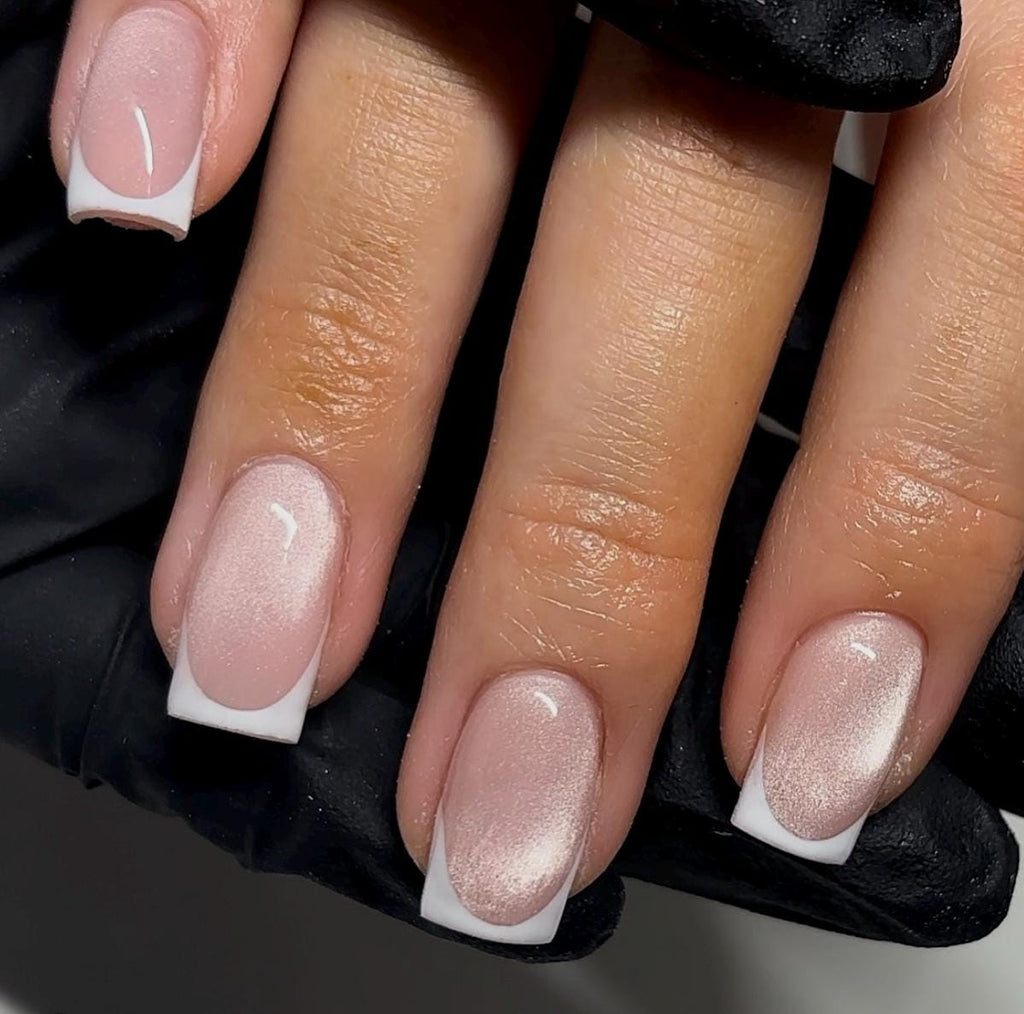 Cateye French Tips | Handmade Press on Nails