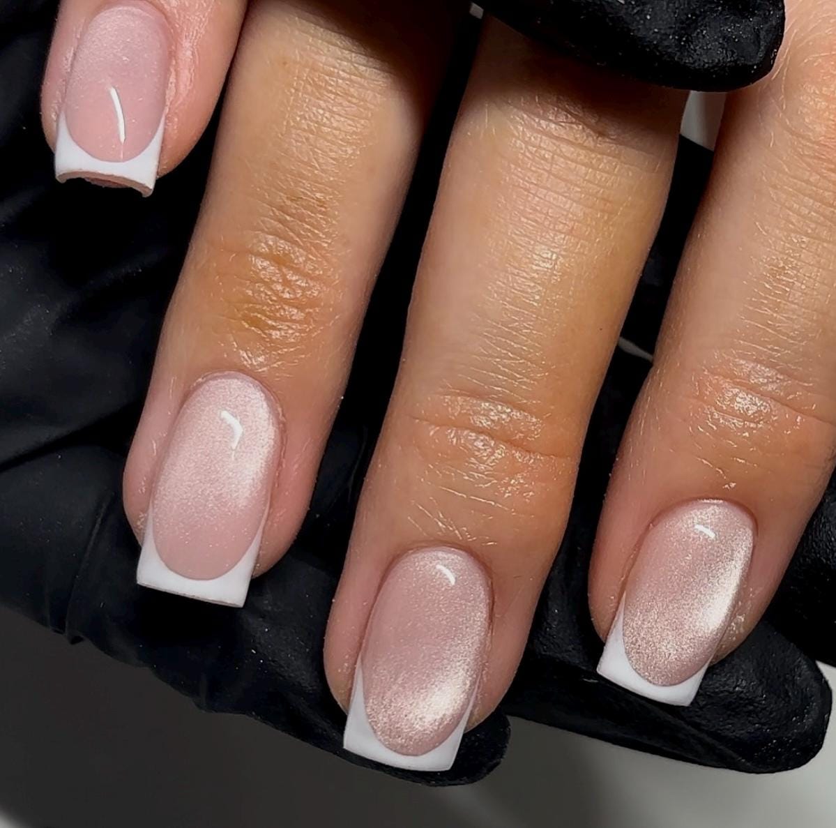 Cateye French Tips | Handmade Press on Nails
