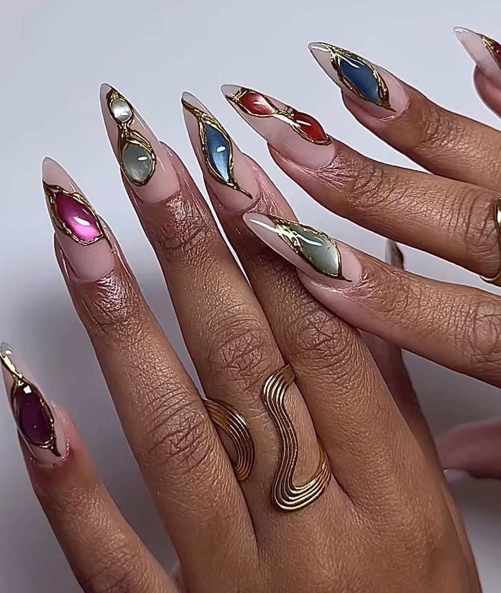 Gilded Gemstones Handmade Press on Nails