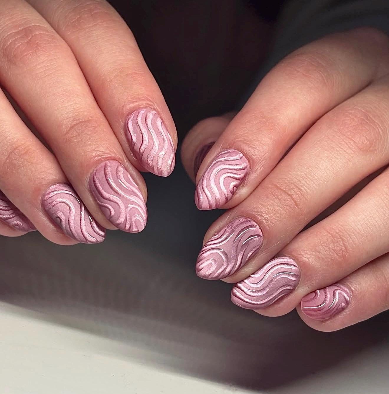Cateye Swirls Handmade Press on Nails