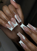 White 3D French + Croc | Handmade Press on Nails
