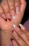 Polka Dot Bows + Cateye Valentines Handmade Press on Nails