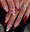 Red & Pink Hearts Valentines Handmade Press on Nails